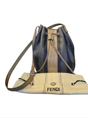 Fendi Vintage 80's-90's Pequin Bucket Bag w/ Dustbag In EUC
